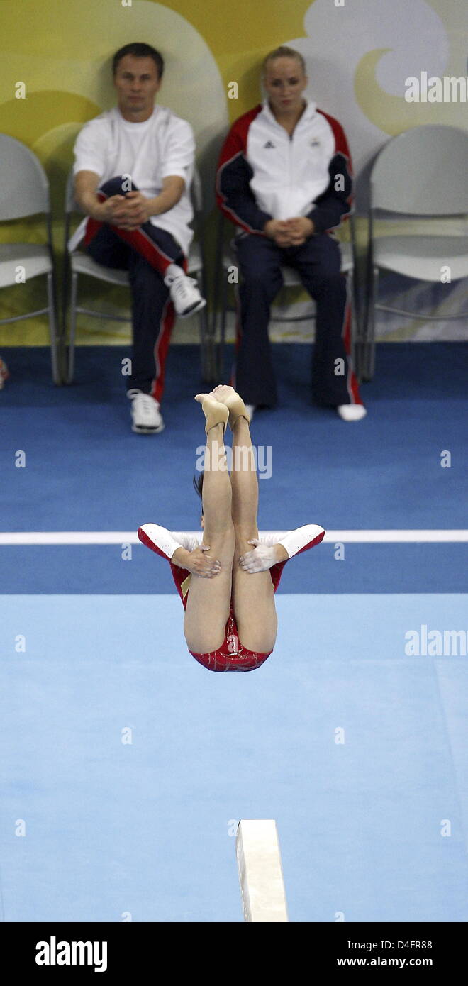Shanshan Li of China exercises in the Women's Beam Final in the ...