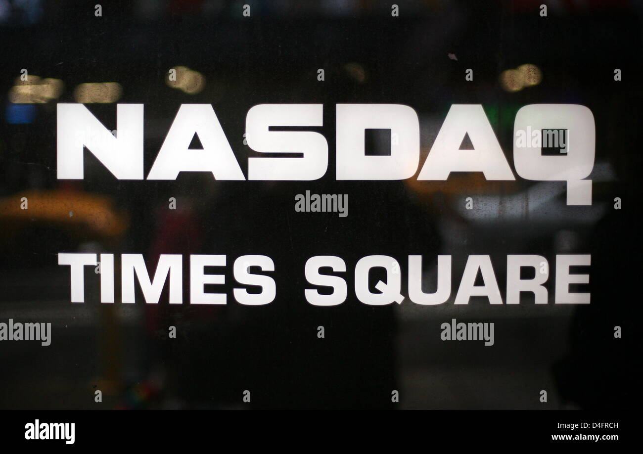 The NASDAQ (National Association of Securities Dealers Automated Quotations) logo seen on Times Square in New York, USA, 16 May 2008. Nasdaq allows several customers to trade stocks via the Electronic Communications Networks. Photo: Kay Nietfeld Stock Photo