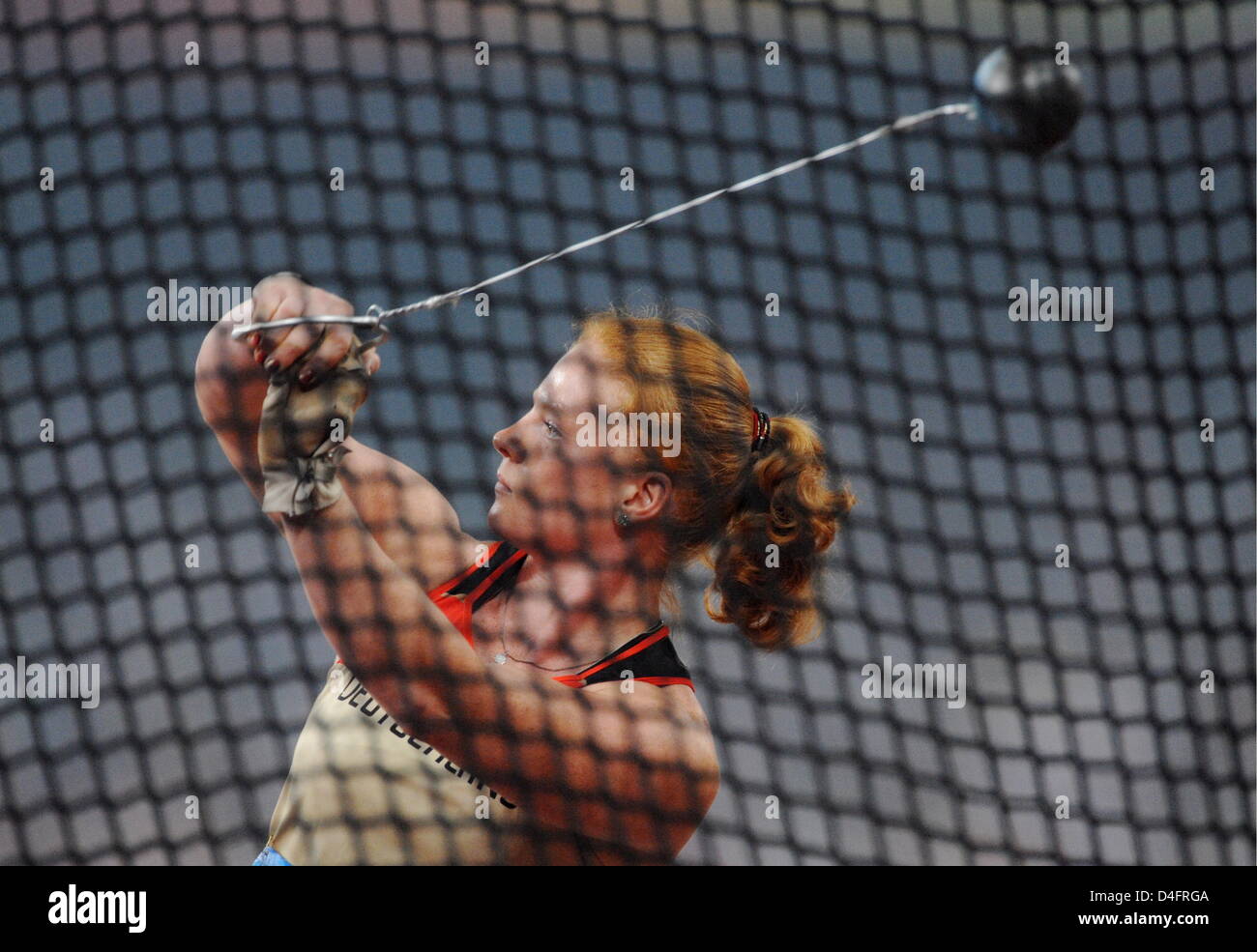 Betty Heidler competes in Women's Hammer Throw Final in the National