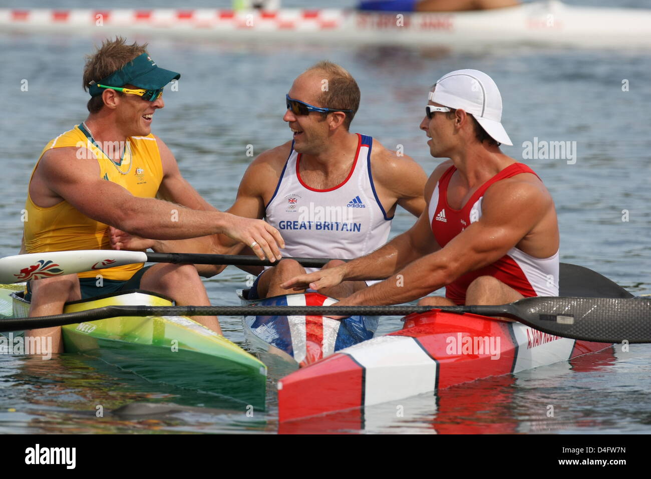Ken Alpart Rowing Ken Wallace of Austalia (L) celebrates his gold medal with the winner ...