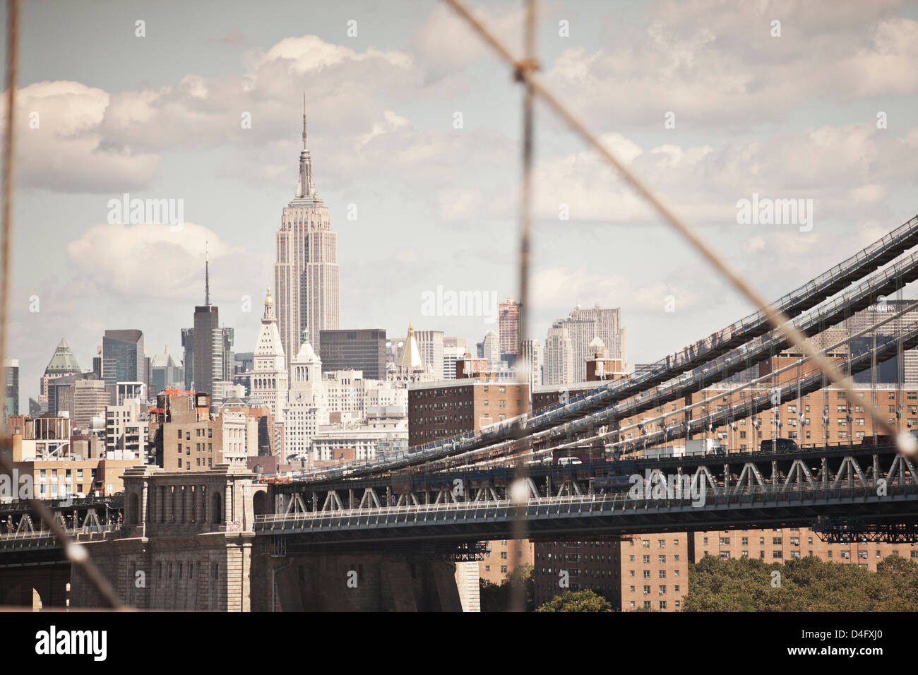 City cityscape and urban bridge Stock Photo