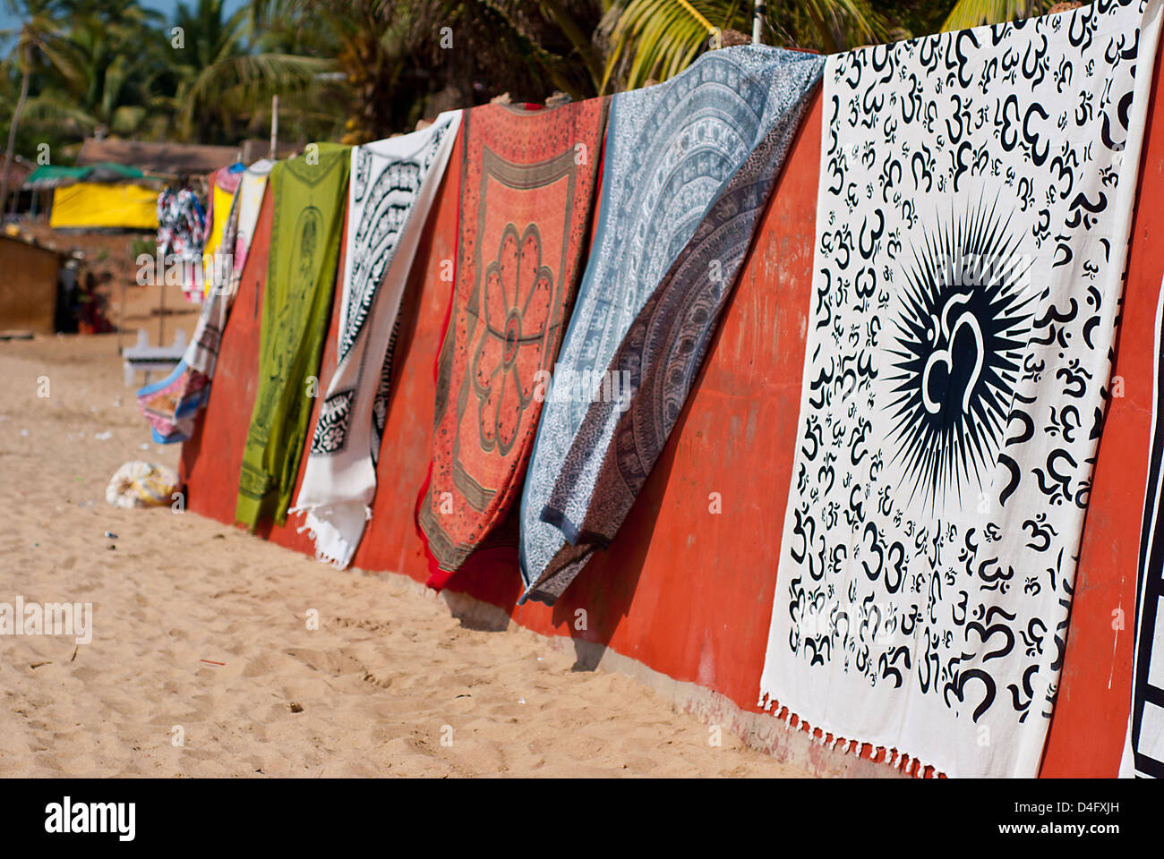 colourful sarongs on anjuna beach, Goa, India Stock Photo - Alamy