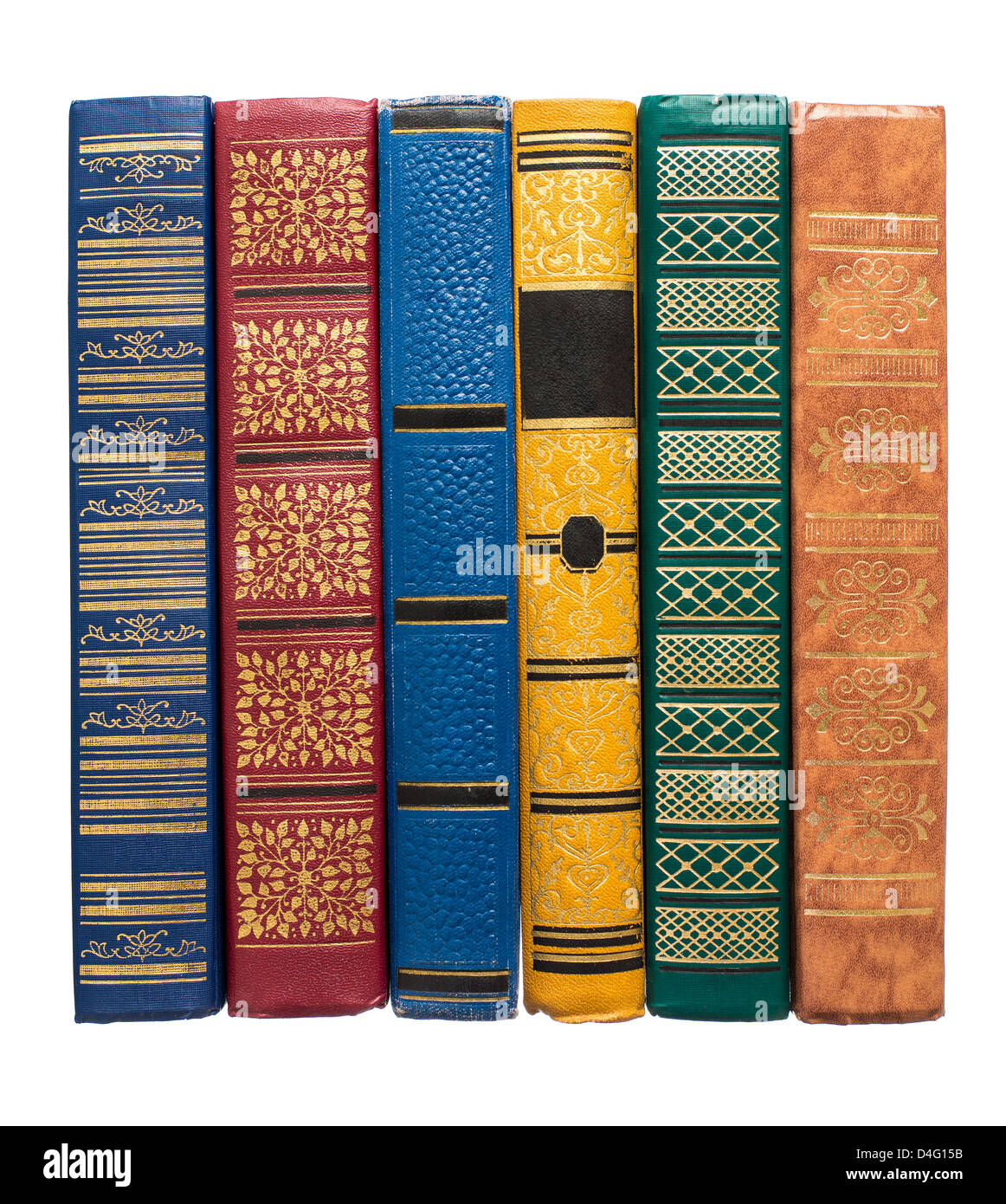 stack of old colorful books isolated on white Stock Photo