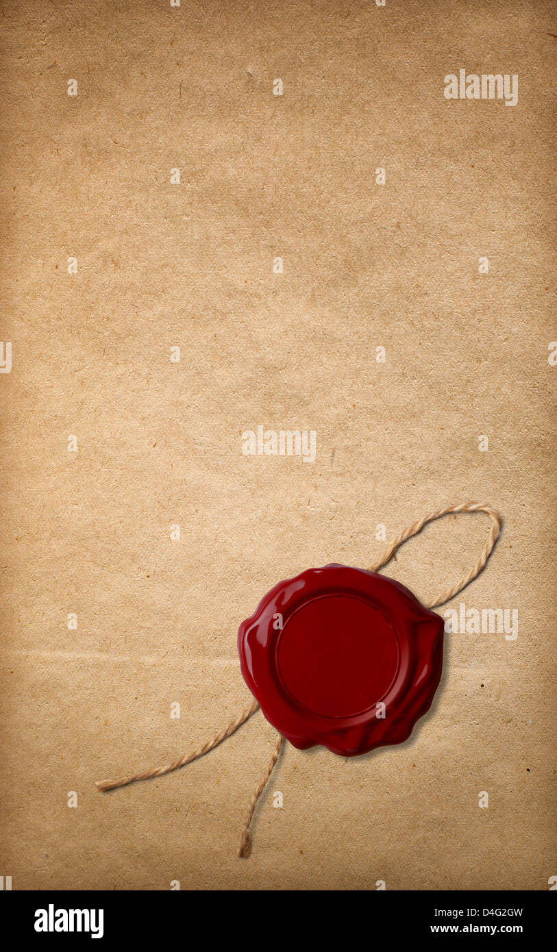 old paper and red wax seal Stock Photo