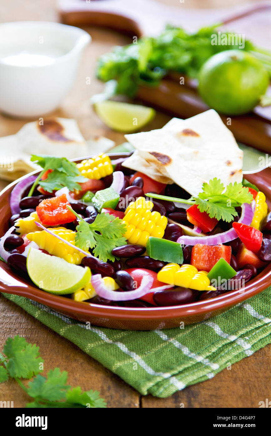 Kidney Bean with sweet corn,pepper salad with tortilla Stock Photo Alamy