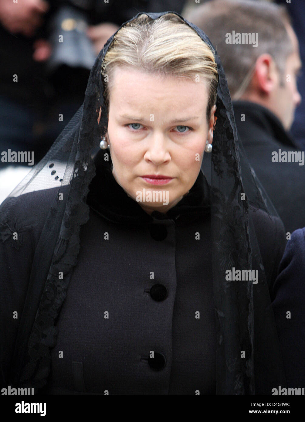 Belgium's Princess Mathilde arrives for the funeral ceremony of Count