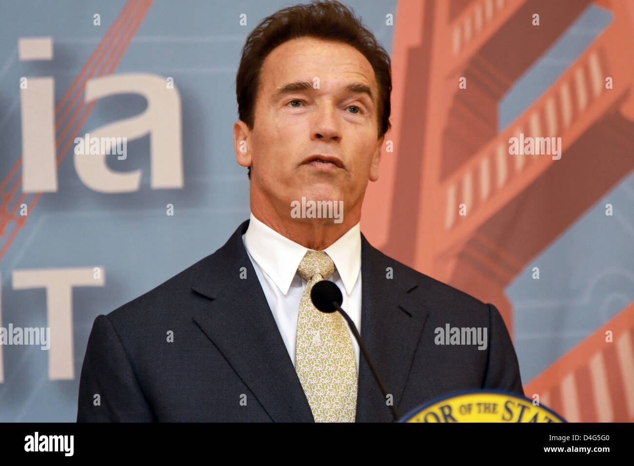 Governor of US state California Arnold Schwarzenegger pictured during a