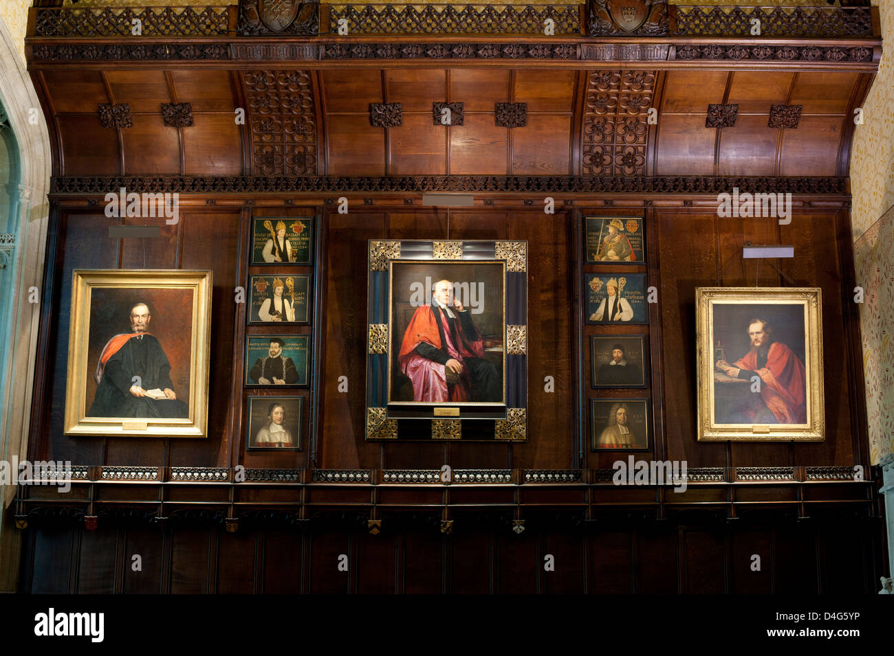 Interior in one of the college common rooms of Peterhouse, Cambridge ...
