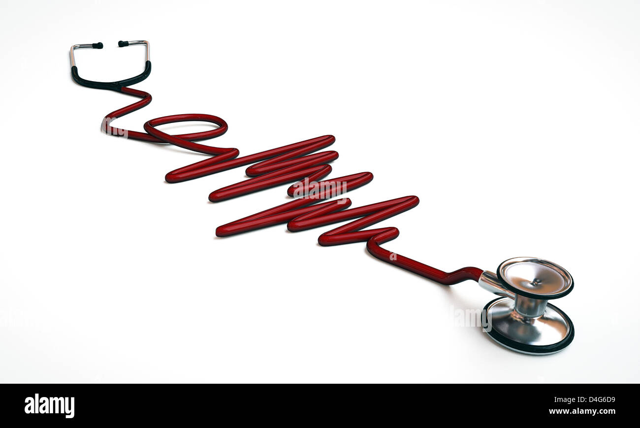 red stethoscope isolated on white background Stock Photo - Alamy