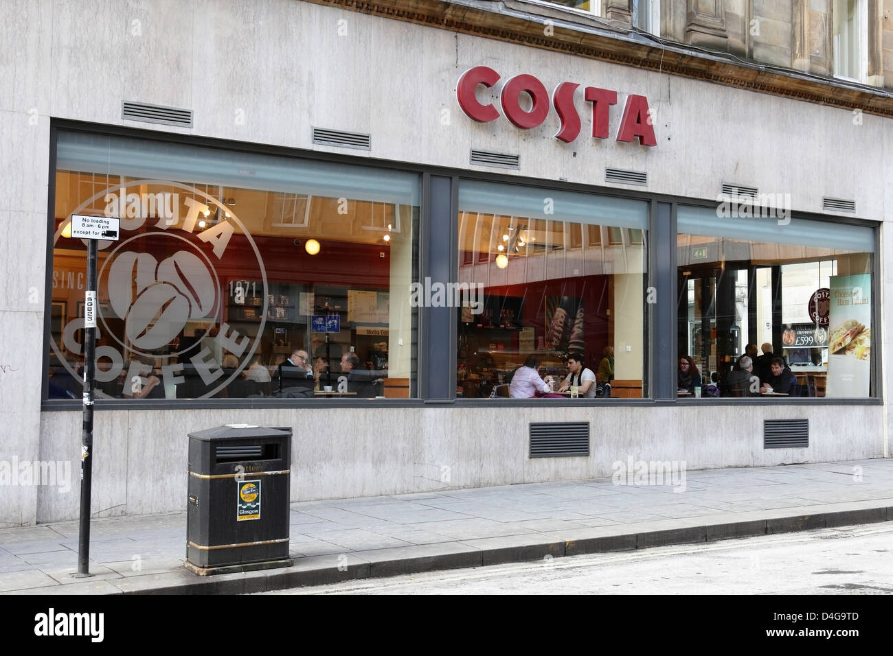 A Costa Coffee Shop in Glasgow city centre, West Nile Street, Scotland, UK Stock Photo
