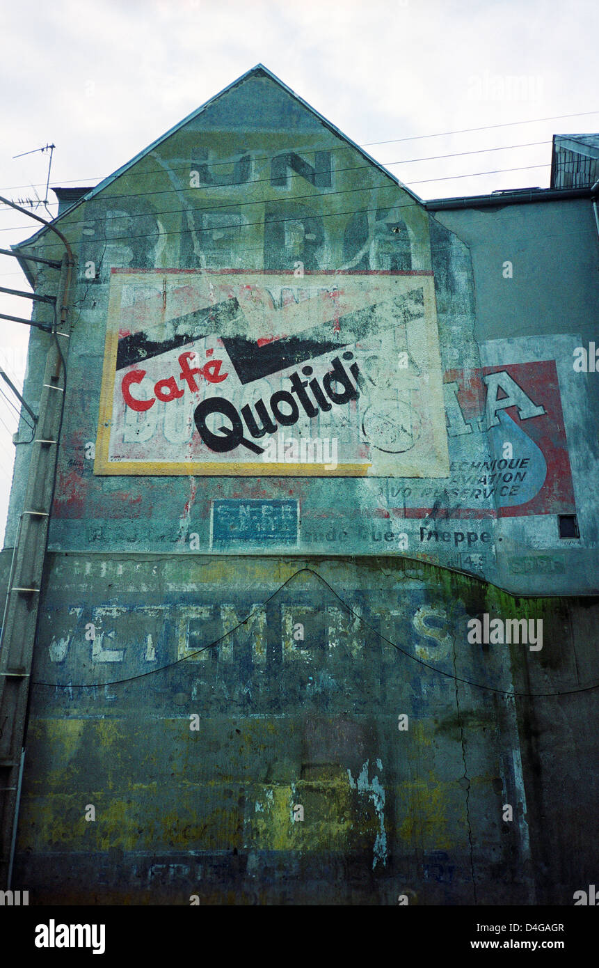 Painted advertisement on building, Dieppe, Normandy, France Stock Photo