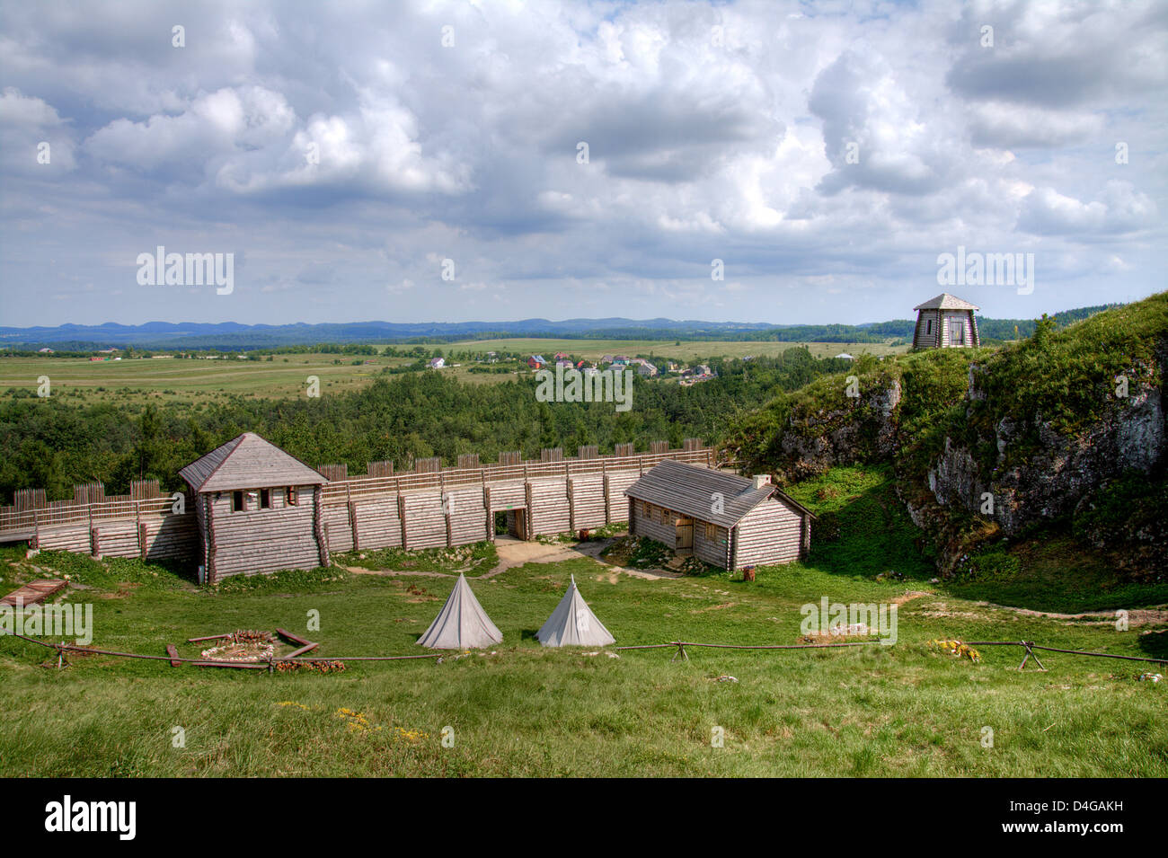 The old castle ruins of Birow fortifications, Poland. HDR image Stock ...