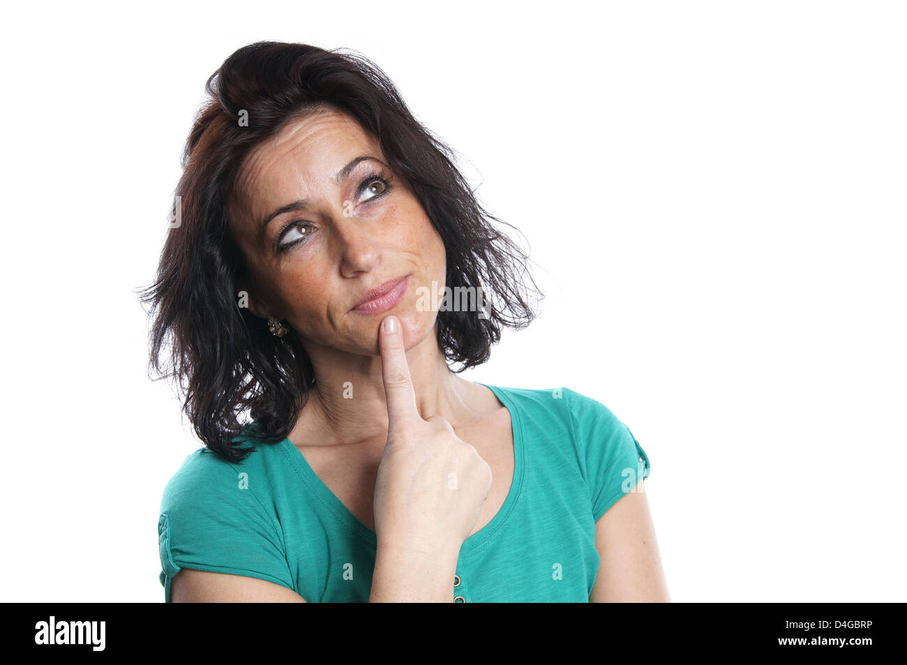 middle aged woman thinking Stock Photo