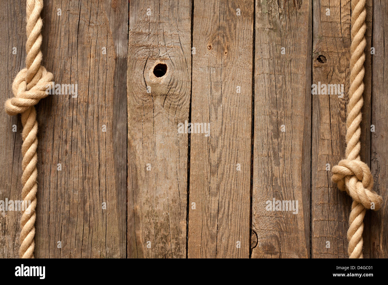 Old vintage rope and planks background abstract concept Stock Photo
