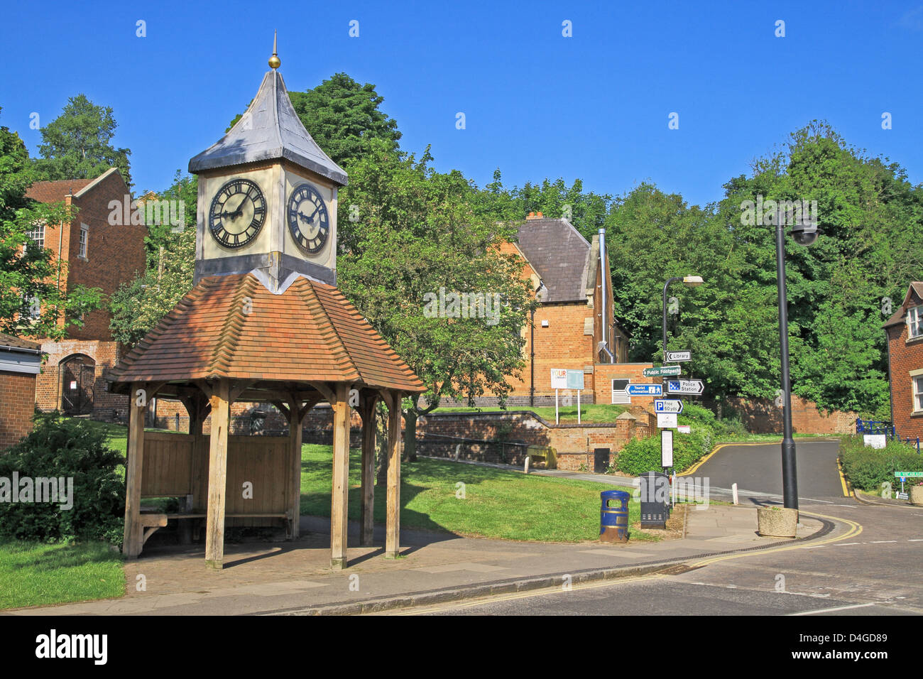 Clock Tower in Kinver High Street, Kinver, Staffordshire, England, UK Stock Photo