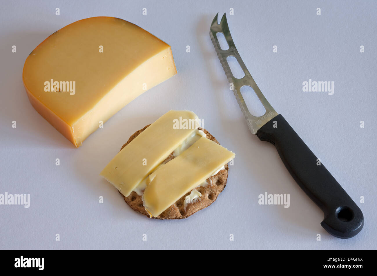 Dutch Gouda cheese on cracker Stock Photo Alamy