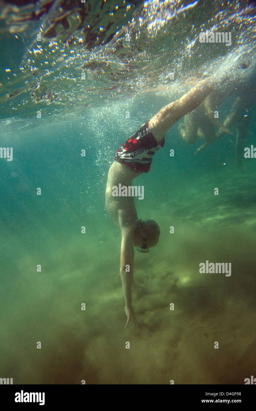 Elaphiten, Croatia, Children dive in the Adriatic Stock Photo