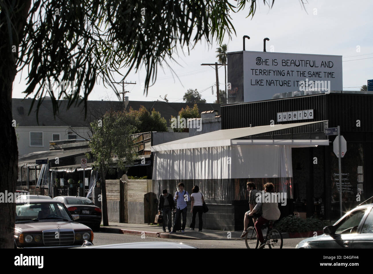 Feb. 3, 2013 - Venice Beach, California, U.S - ''Superba Snack Bar'' on Rose  Avenue in Venice, California. Venice's Rose Avenue is undergoing a  gentrification after Google Inc. opened a campus nearby