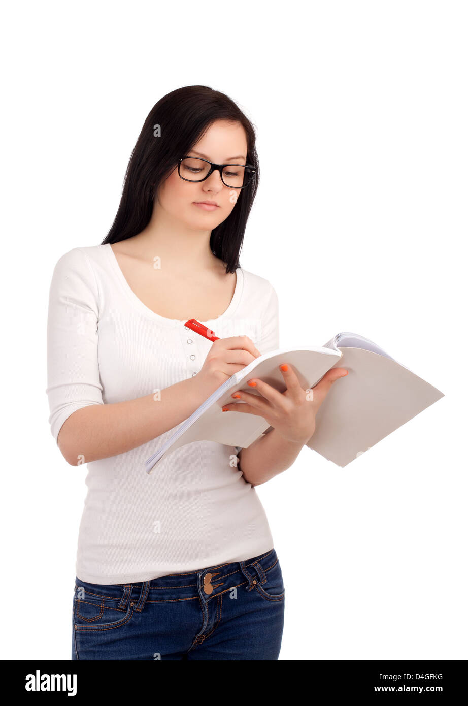 Portrait of female student with books Stock Photo - Alamy