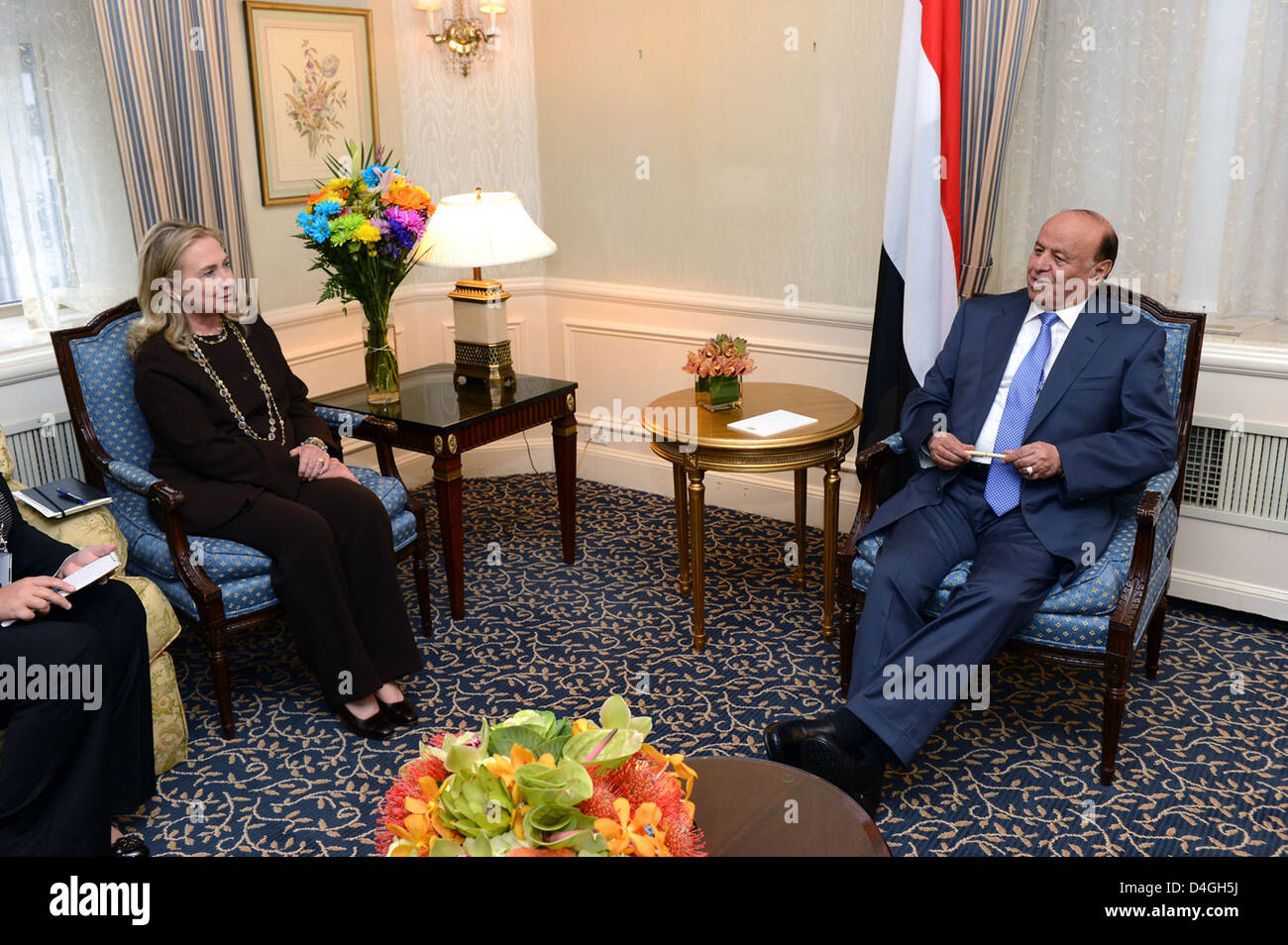 Secretary Clinton Meets With Yemeni President Hadi Stock Photo