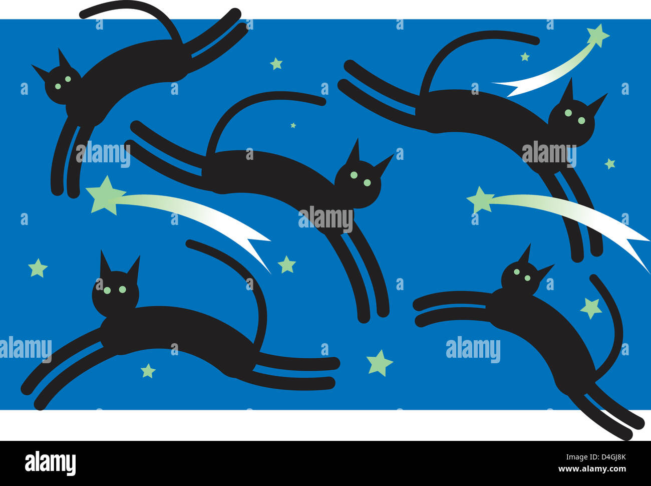 Black cats and shooting stars Stock Photo - Alamy