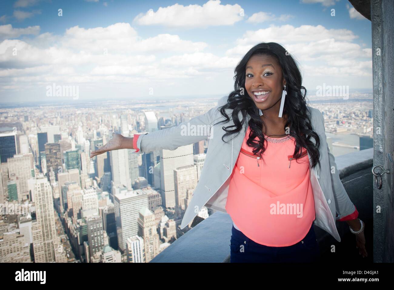 March 13, 2013 - New York, New York, U.S. - Teen actress COCO JONES visits The Empire State Building while celebrating the release of her new Hollywood Records EP, ''Made Of''.  The official music video for ''Holla at the DJ,'' the EP's debut single, surpassed 1.5 million views. (Credit Image: © Bryan Smith/ZUMAPRESS.com) Stock Photo
