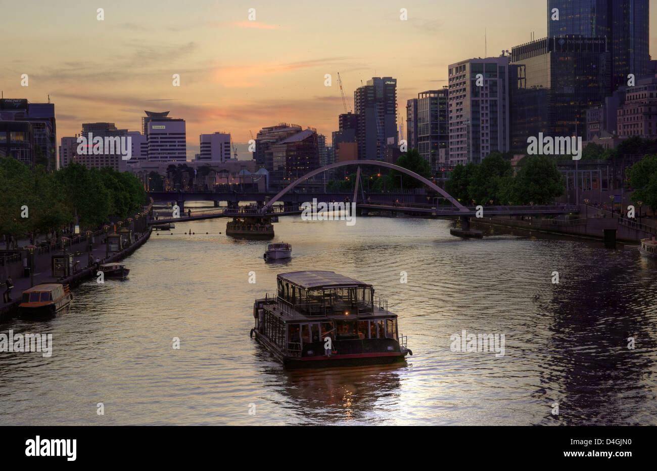 Yarra River in Melbourne at Sunset Stock Photo
