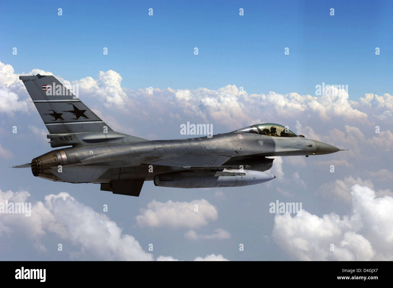 A Royal Thai Air Force F-16 Fighting Falcon aircraft conducts tactical flight operations during Cope Tiger 13 March 12, 2013 at Korat Royal Thai Air Force Base, Thailand. Cope Tiger is an annual multilateral aerial exercise designed to improve readiness and cooperation between US, Thai and Singaporean forces. Stock Photo