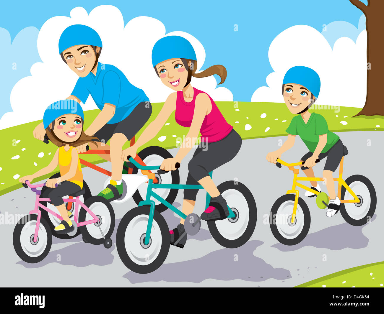 family bike ride clipart