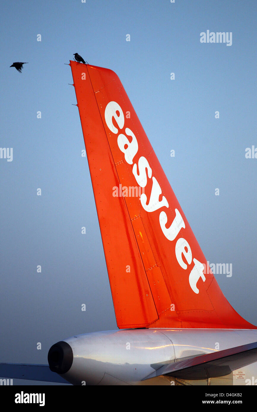 Schoenefeld, Germany, the tail of an airman from easyJet Stock Photo