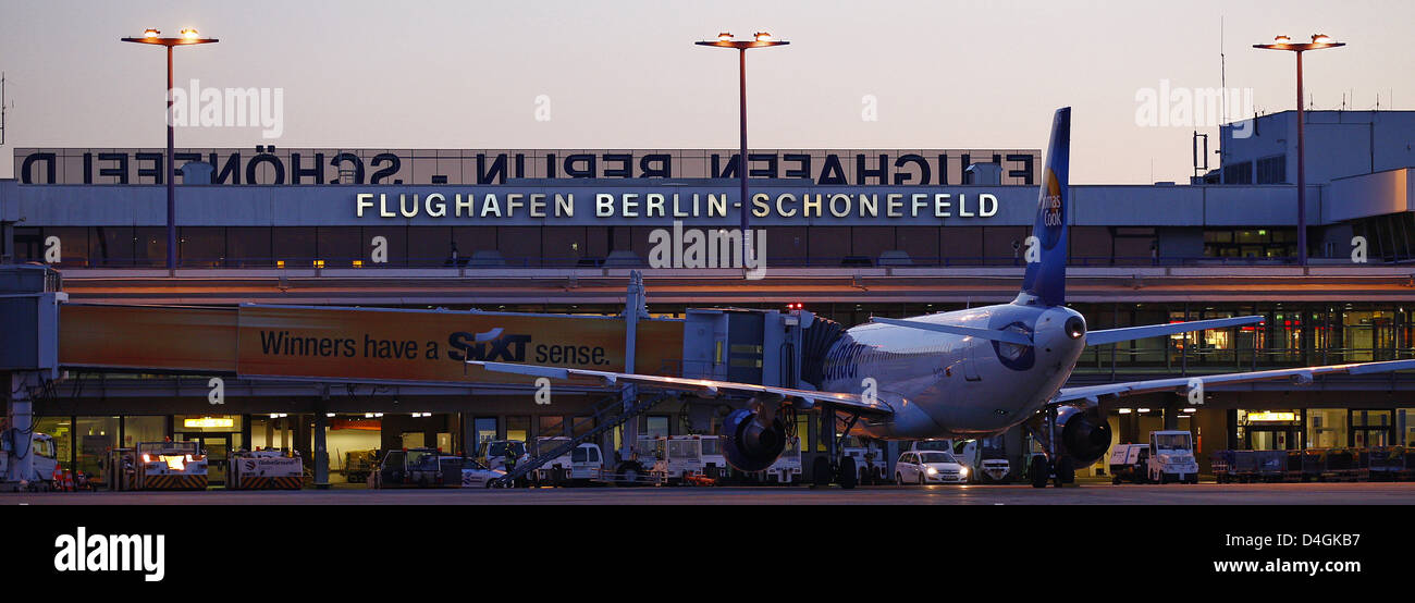 Schoenefeld, Germany, the plane at the airport Berlin Tegel Stock Photo