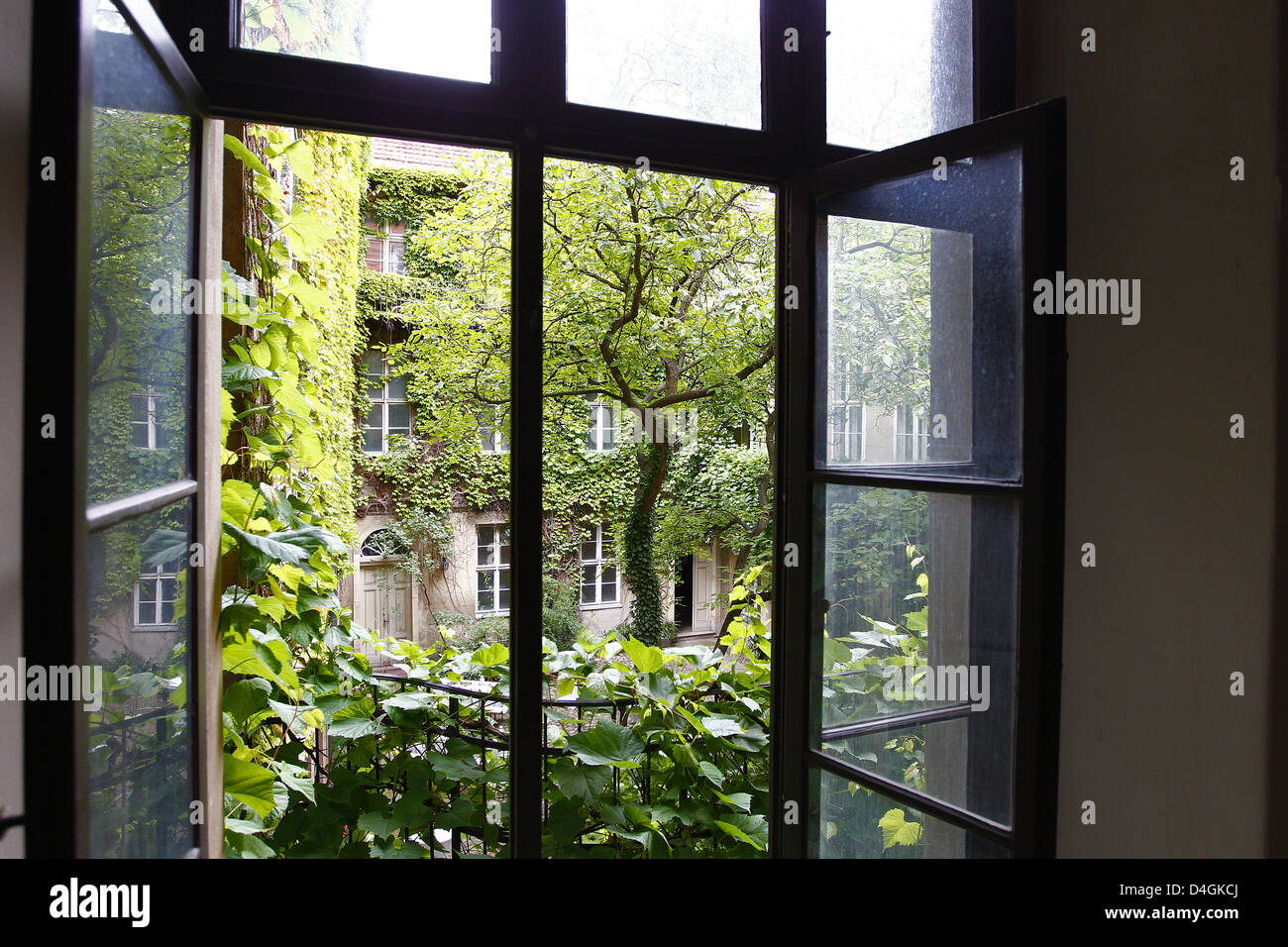 Berlin, Germany, overlooking the courtyard of the house in the Nicolai Bruederstrasse Stock Photo