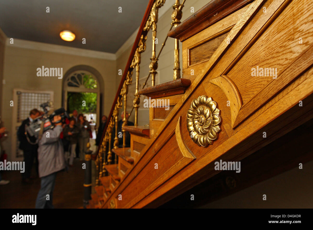Berlin, Germany, visitors on the stairs in the back building of the Nicolai house Stock Photo