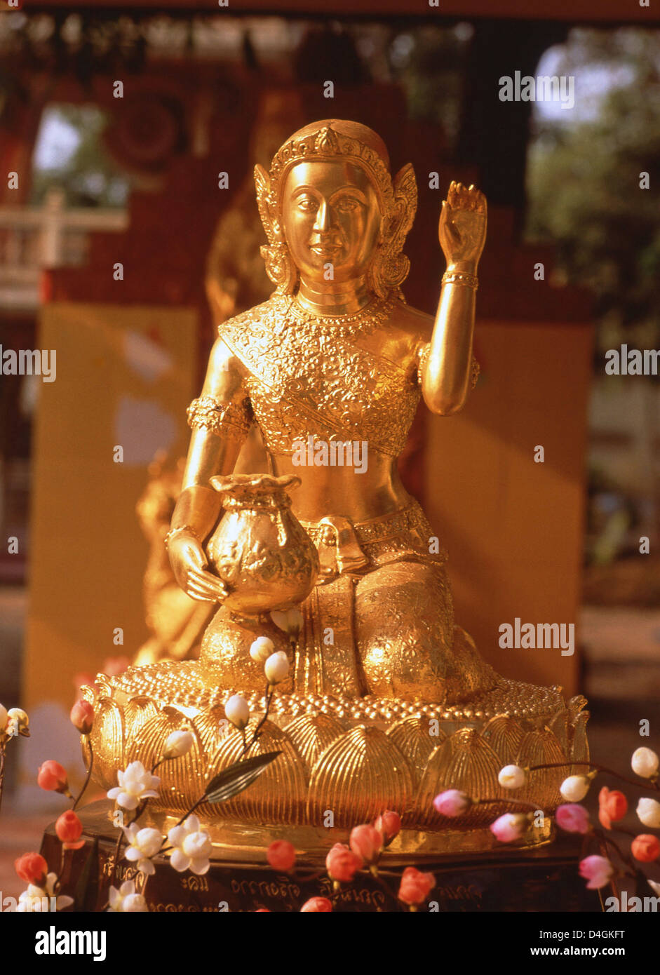 Golden Hindu god statue, Phuket, Phuket Province, Thailand Stock Photo