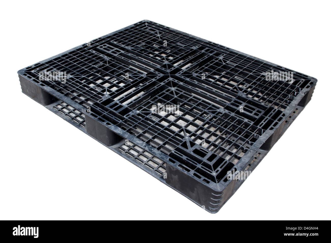 Old dirty plastic pallet black color Stock Photo