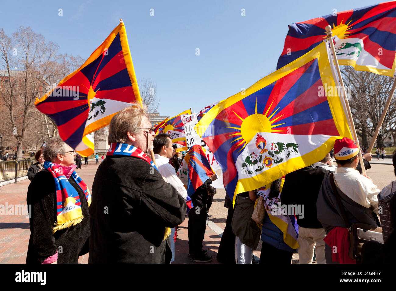 Tibetan protesters in Washington DC Stock Photo