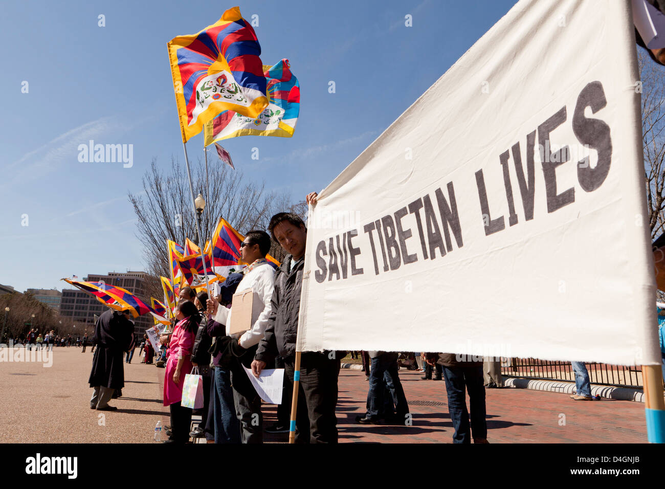 Tibetan protesters in Washington DC Stock Photo
