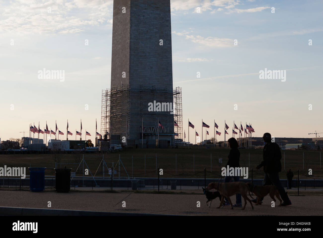 Scaffolding on the Washington Monument - Washington, DC USA Stock Photo