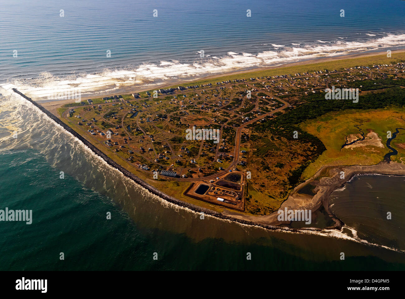 An aerial photo of the community of Ocean Shores on the Washington