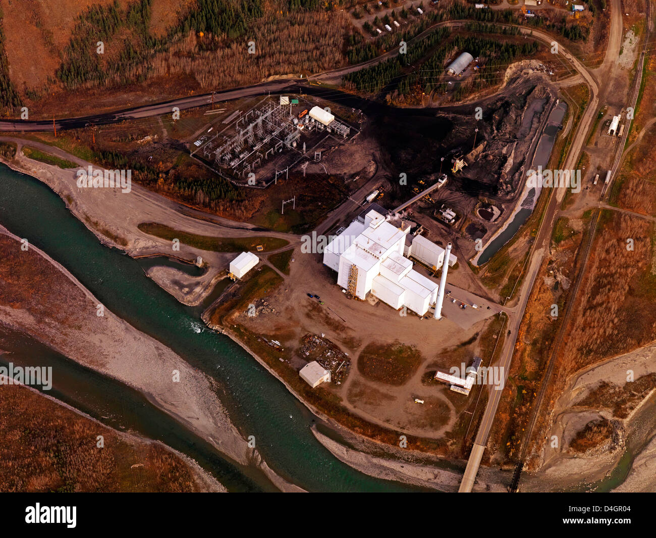 The Healy Clean Coal Power Plant in Alaska, an aerial photo Stock Photo