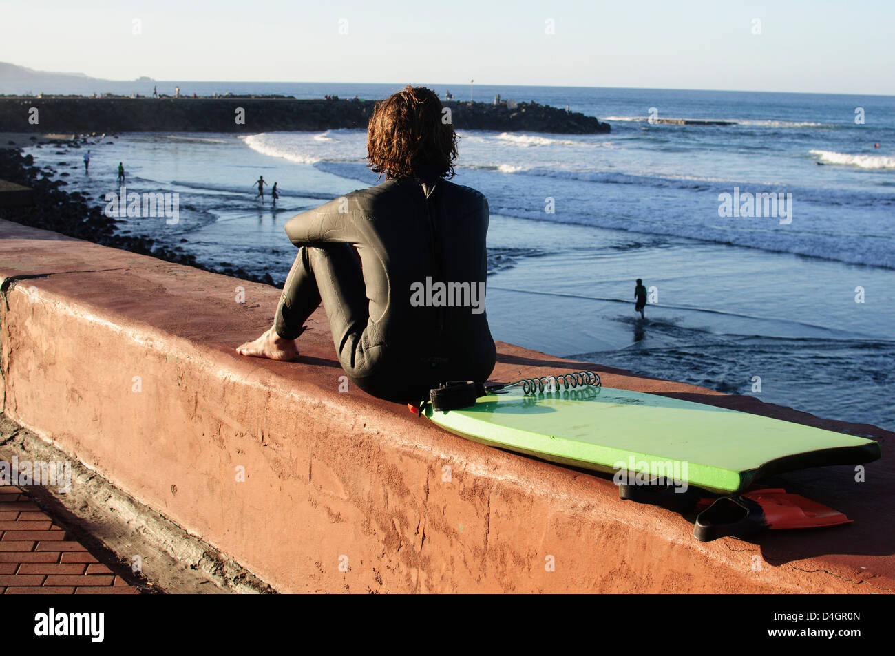Body boarder in Las Palmas Stock Photo