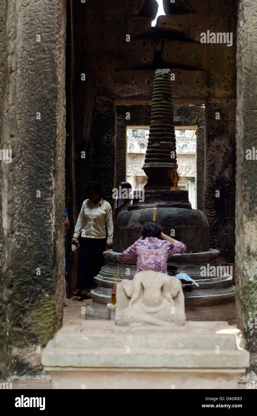 Shiva lingam,Preah Khan , Angkor Area Stock Photo