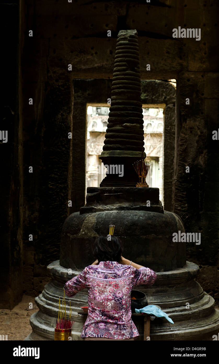 Shiva lingam,Preah Khan ,Angkor Area Stock Photo