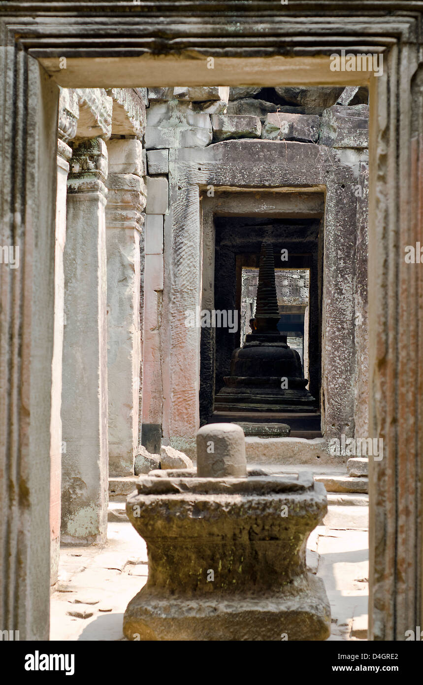 Shiva lingam,Preah Khan , Angkor Area Stock Photo