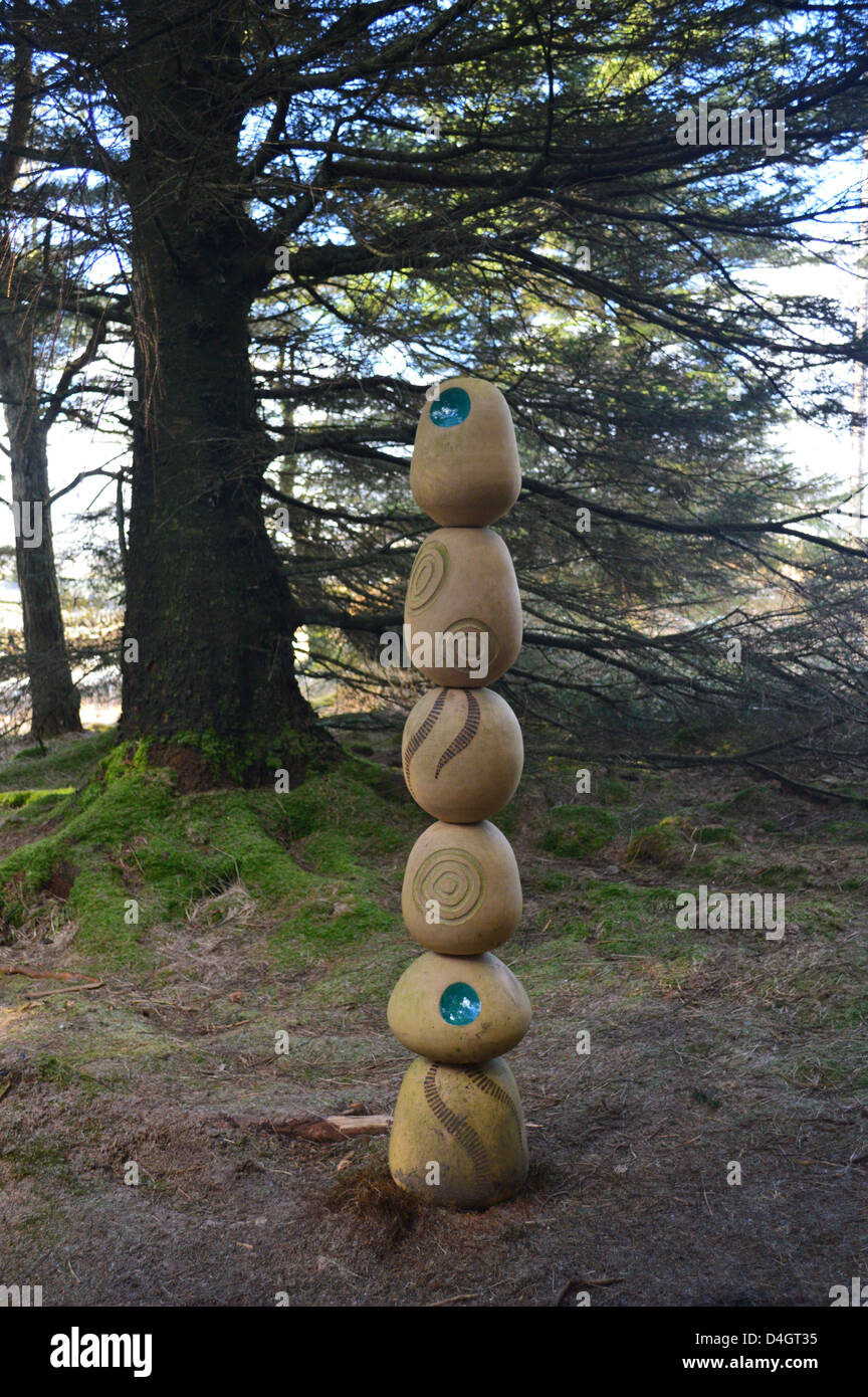 Wooden Sculptures from the Pendle Sculpture Trail in Aitken Wood near
