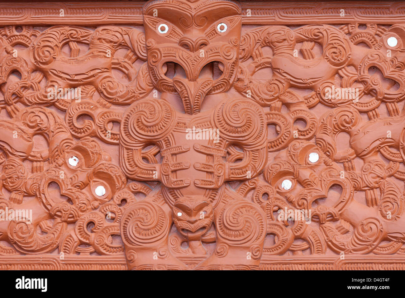 Carvings, Te Puia, Rotorua, North Island, New Zealand Stock Photo