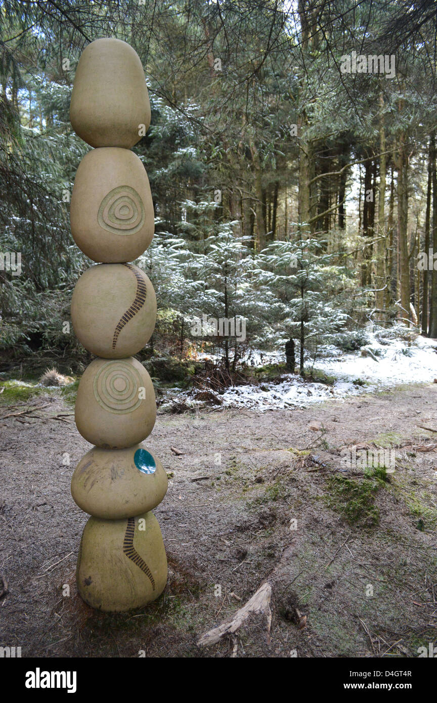 Wooden Sculptures from the Pendle Sculpture Trail in Aitken Wood near