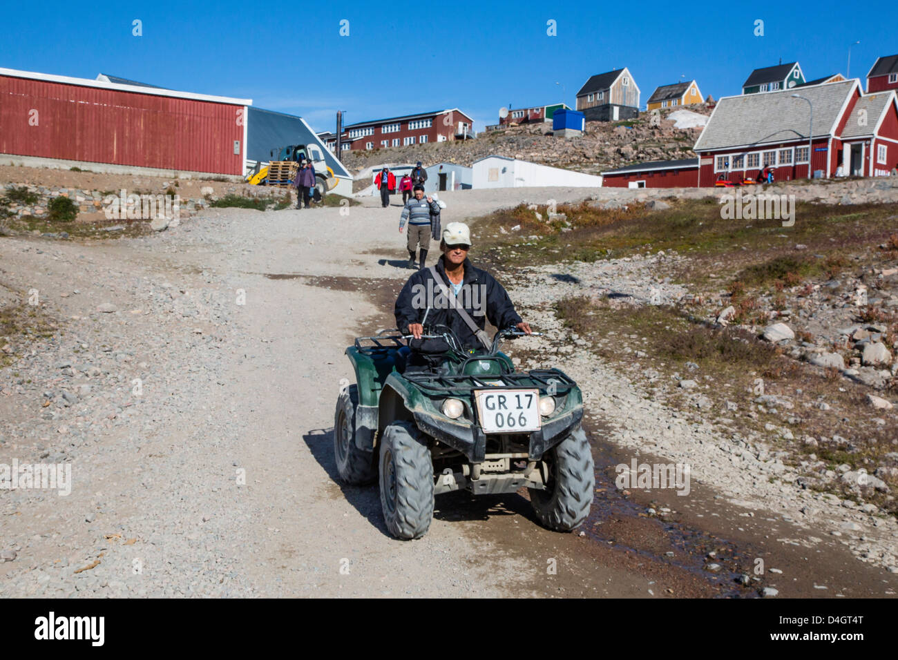 Inuit village, Ittoqqortoormiit, Scoresbysund, Northeast Greenland, Polar Regions Stock Photo