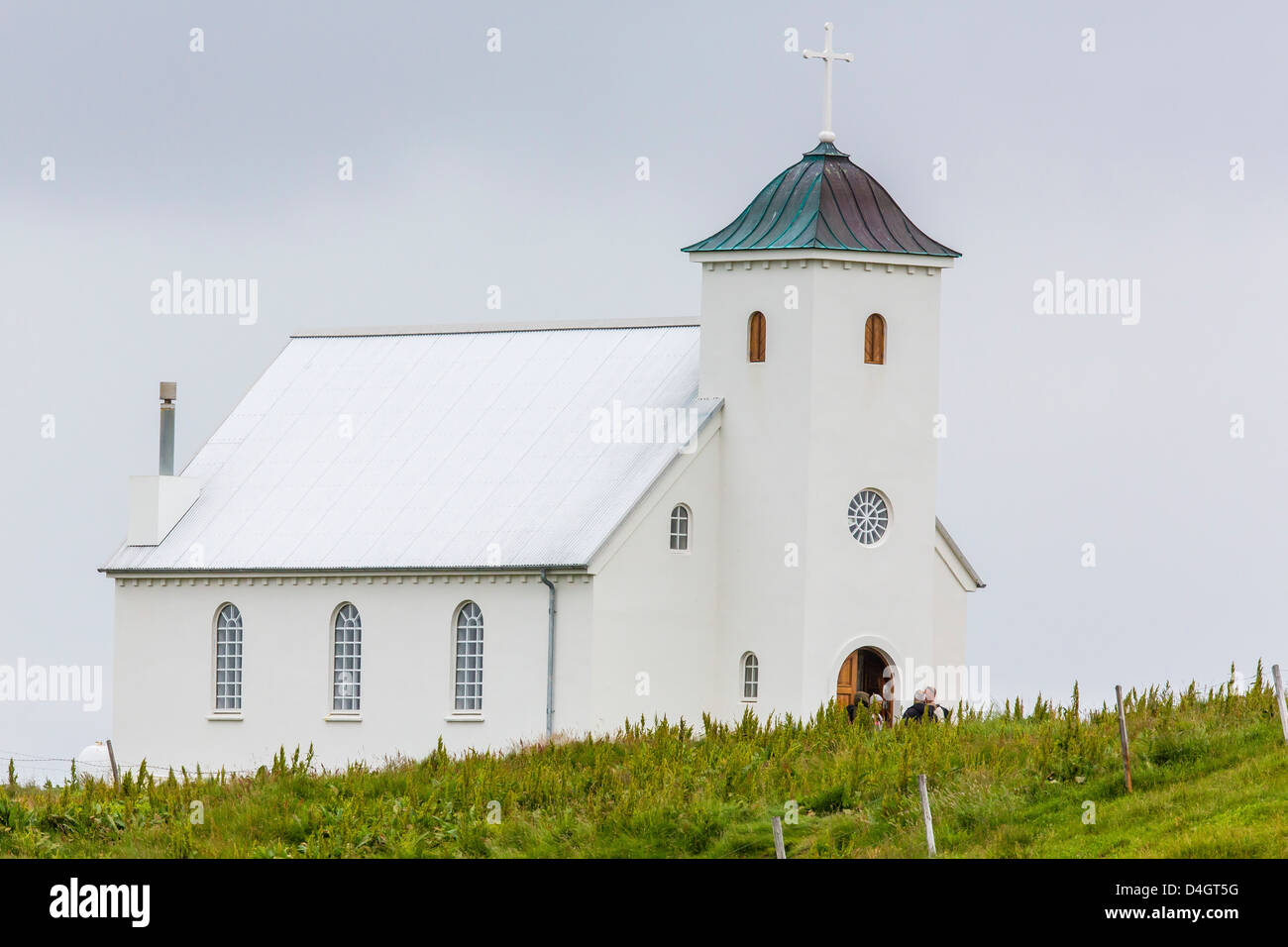 Church on Flatey Island, Iceland, Polar Regions Stock Photo