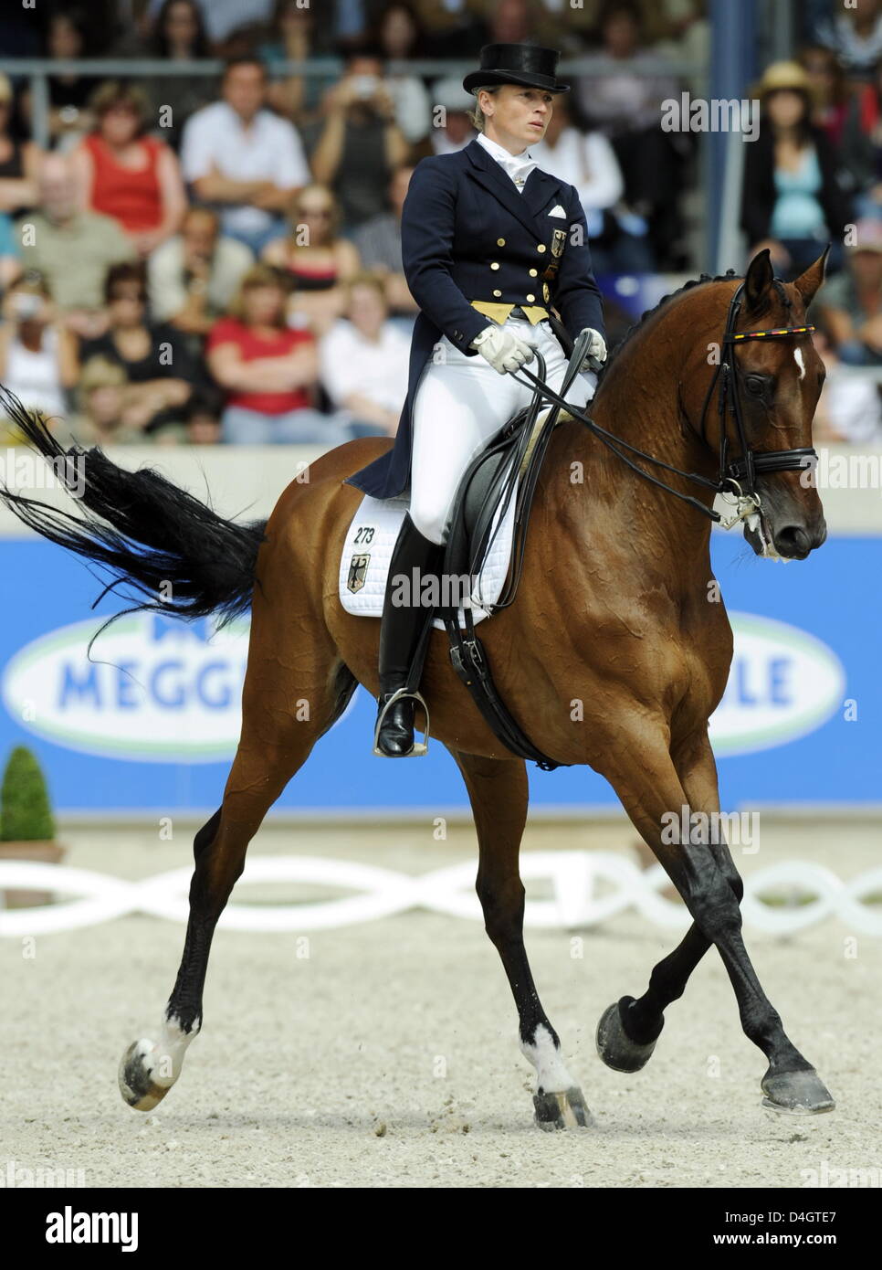 German Dressage Rider Isabell Werth On Satchmo Shown In Action During A Dressage Exercise At The Chio World Equestrian Festival In Aachen Germany 6 July 2008 Photo Jochen Luebke Stock Photo Alamy